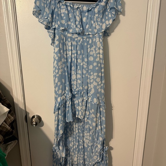 VICI Off the Shoulders Blue and White Dress - Picture 2 of 5